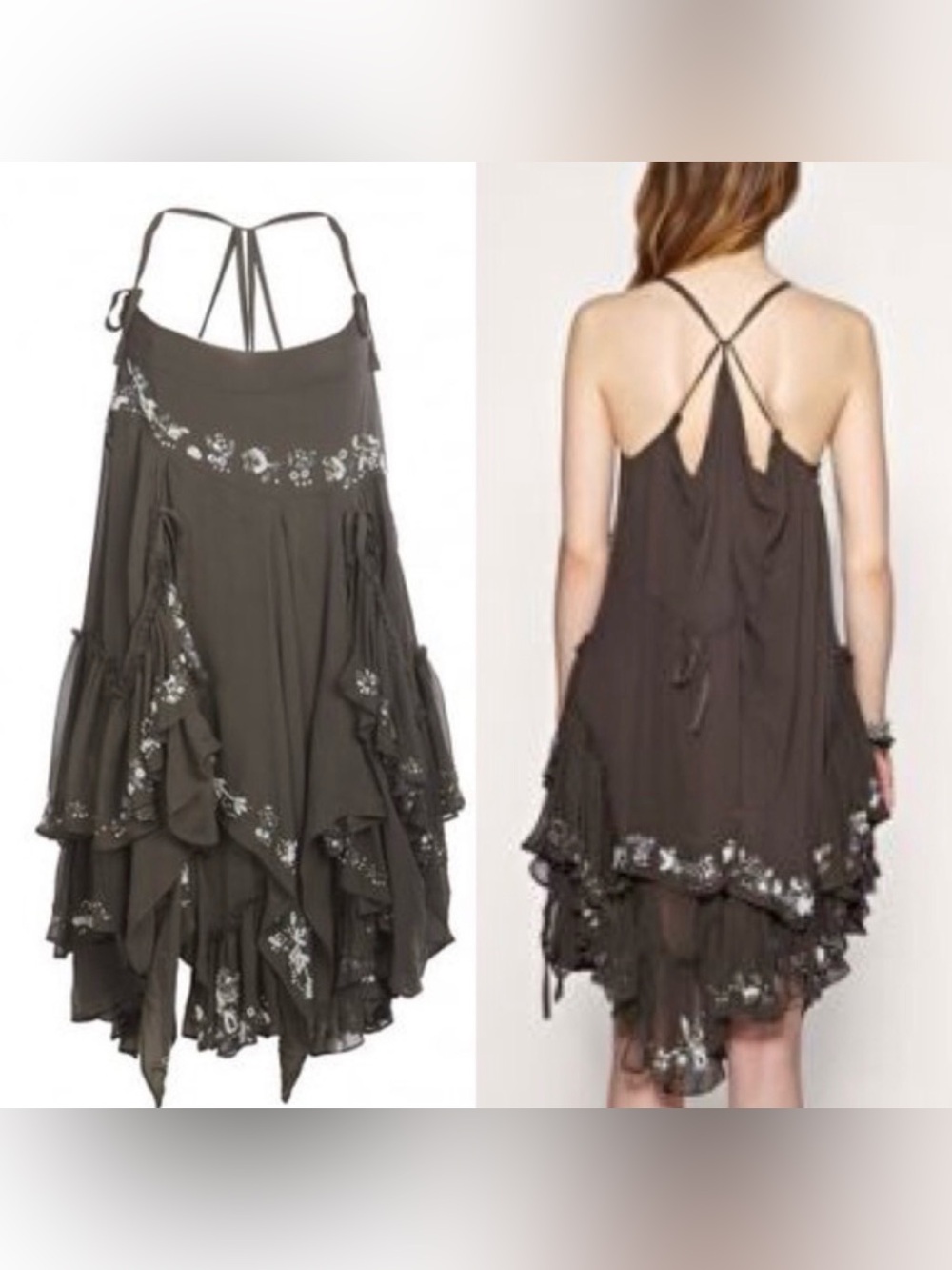 AllSaints Mekai Dress size 6 USA 10 UK silk beaded parachute style